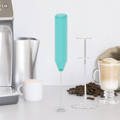 Powerful Milk Frother Handheld Foam Maker, Mini Whisk Drink Mixer for Coffee, Cappuccino, Latte, Matcha, or Hot Chocolate, With Stand