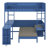 Loft Bed With Extendable Desk And Lights, Wood Loft Bed Frame With Storage Shelves & Padded Foldable Sofa-1358673880