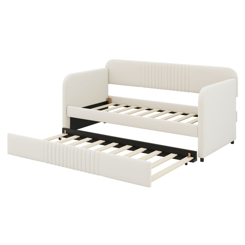 Canapé-lit rembourré avec lit gigogne, Beige