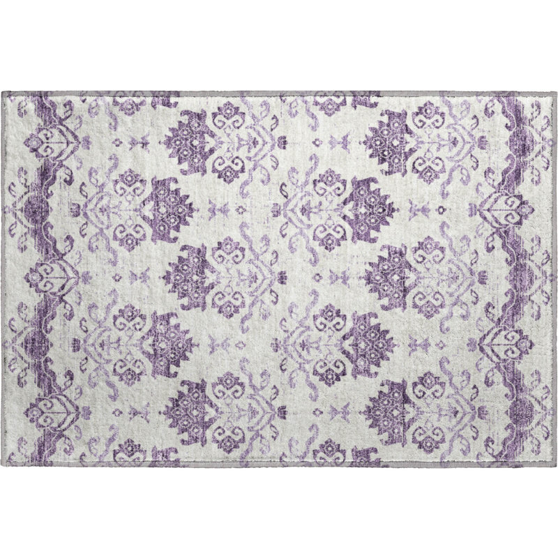 Tapis mauve de qualité supérieure lavable à la machine Prisco, Rectangle 1 pi 8 po x 2 pi 6 po