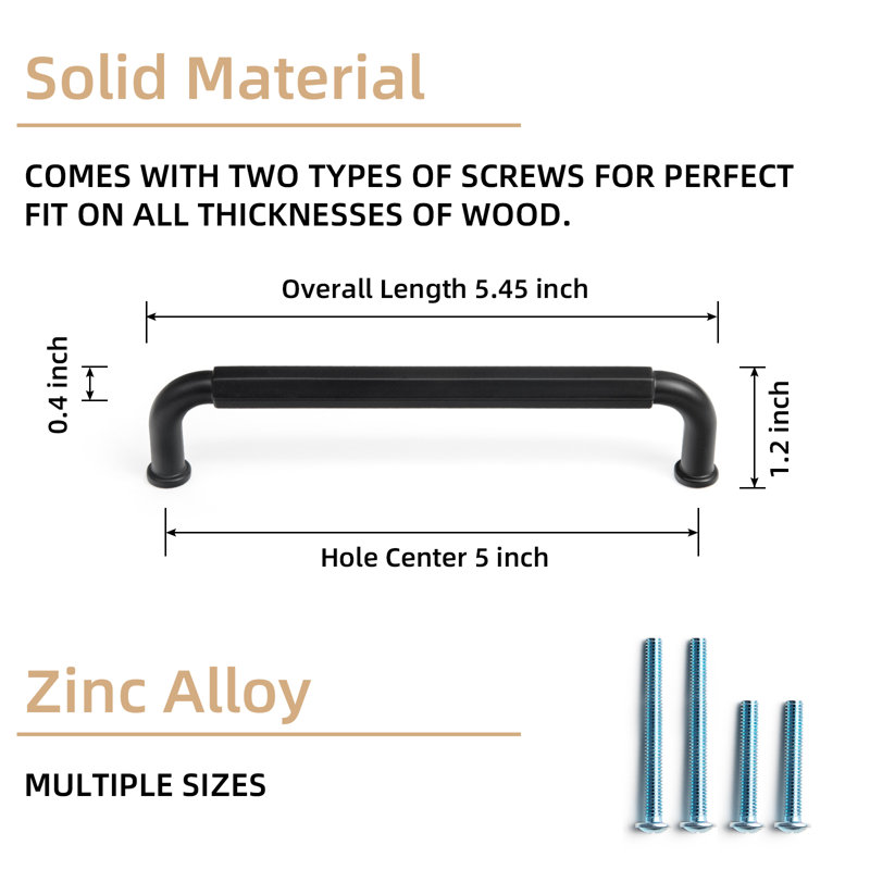 Bar/Handle Pull Multipack, Matte Black, 5 1/16" Centre to Centre