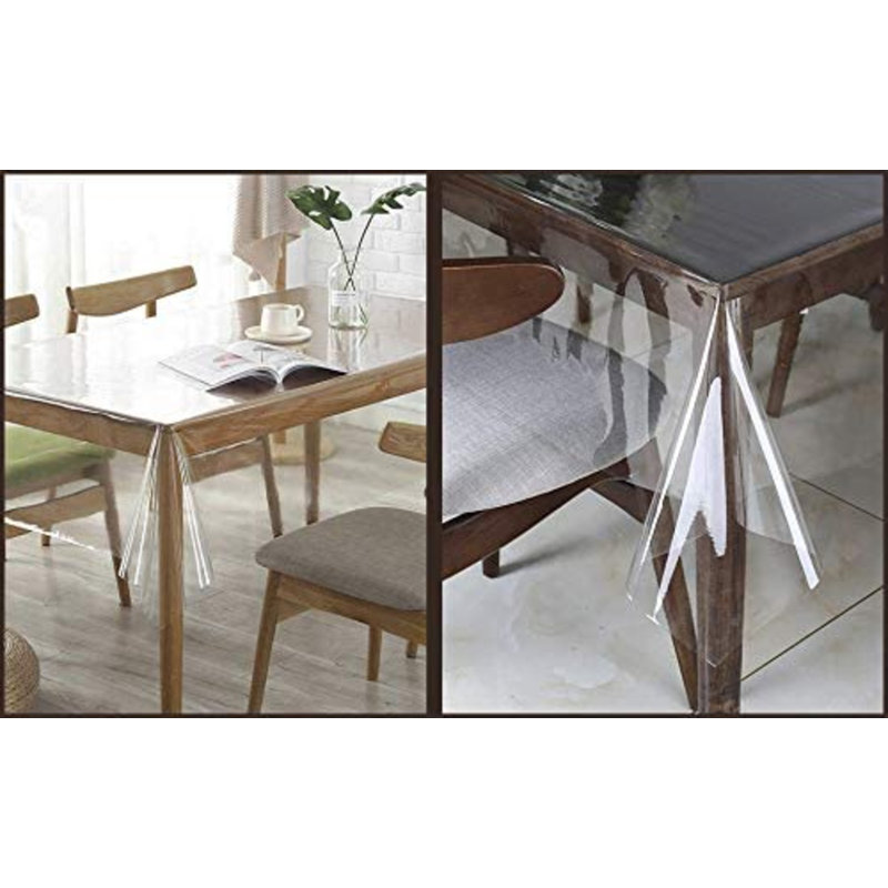 Heavy Duty Multipurpose Waterproof Clear Tablecloth Top Cover,Transparent Rectangle Dining Table Cover, 177.8cm W x 274.3cm D