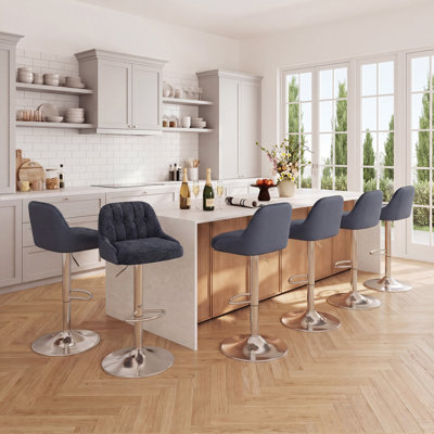 Swivel Upholstered Counter Stool with Metal Frame