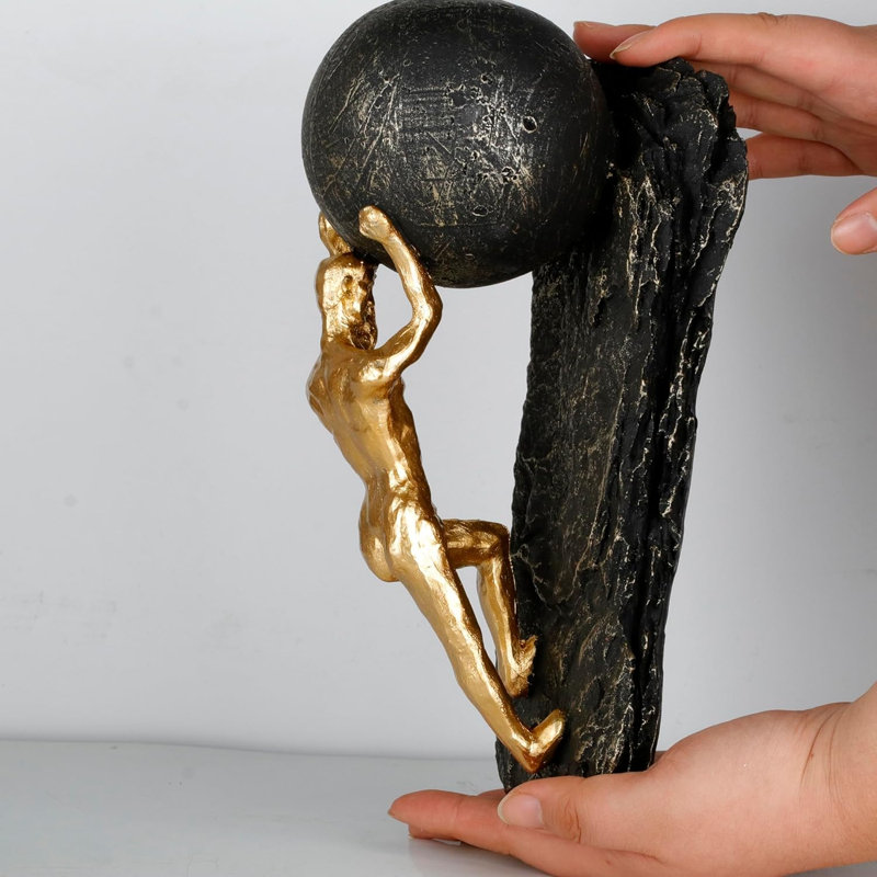 Bronze Sisyphus Sculpture Modern Resin Struggler Statue