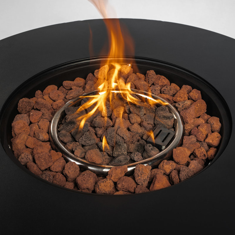 30Inch Propane Round Fire Table, 40000Btu, Lava Rocks Outdoor Use 40000Btu Pit Table For Garden, 30Inch, Stainless Steel Top