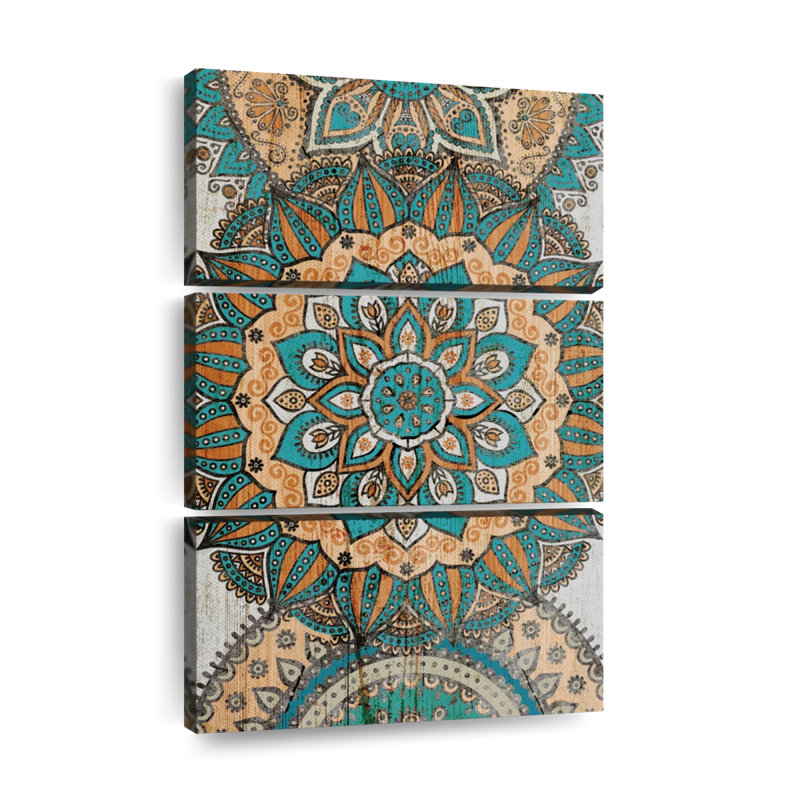 Symbole boho mandala 3 pièces, H 38 po x l 24 po x P 1,25 po