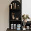 Bureau de coiffeuse moderne avec miroir, 5 tiroirs, tablettes et tabouret assorti, coiffeuse à maquillage-114228075