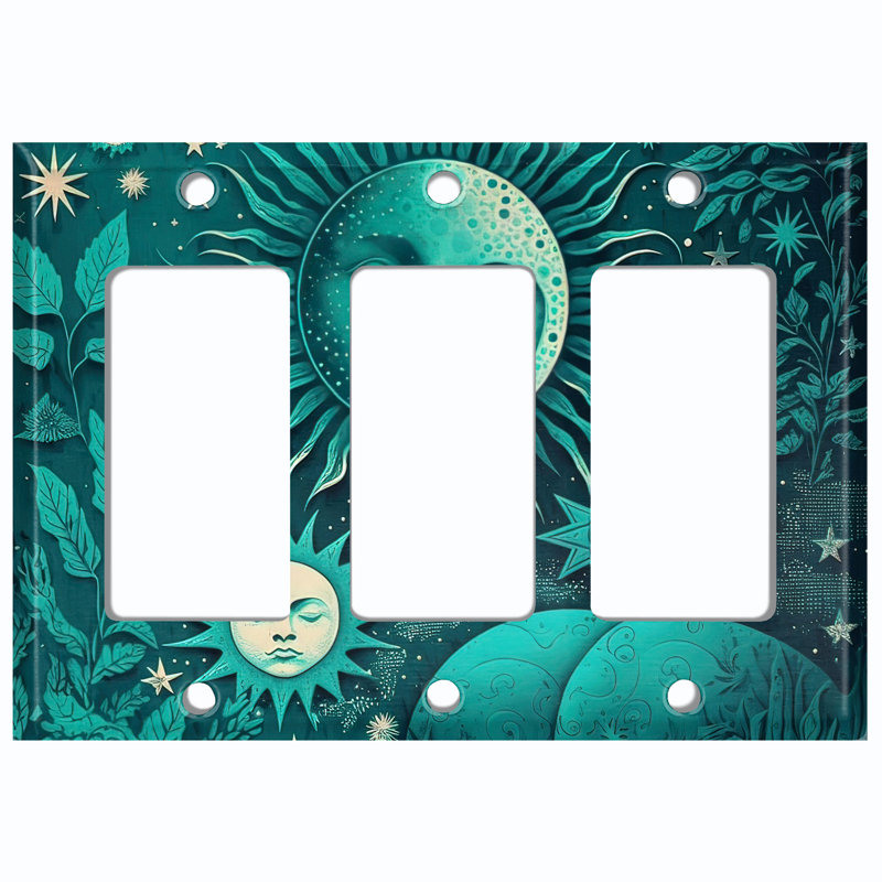 Plaque murale berçante astronomique 3 étoiles, Bleu sarcelle