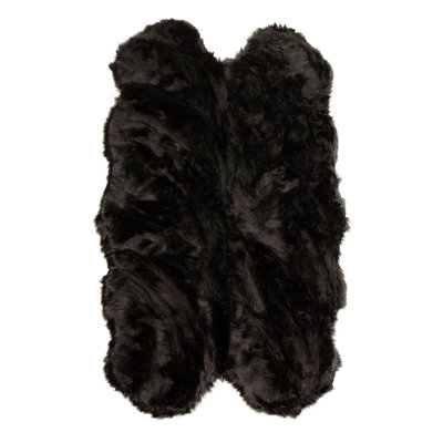 Diller Black Faux Fur Machine Washable Shag Fluffy Area Rug