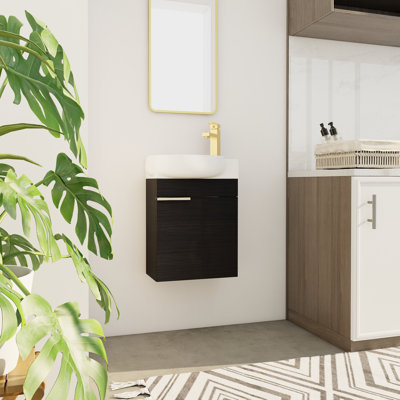 Mirrum 16.8 " W Wall Mounted Wall Mounted Single Double Single Vanity Bathroom Vanity With Ceramic Top