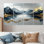 «Blue and Gold Loch Ness Mist Écosse» - ensemble d'art mural sur toile Écosse