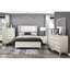 Grand lit moderne Modern, blanc antique avec rembourrage de tête de lit à DEL