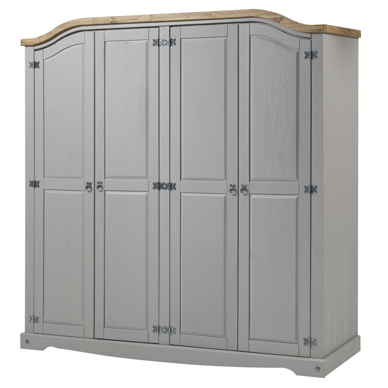 Corona Grey Wax Furniture 4 Door Solid Wood Wardrobe