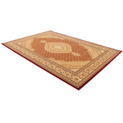 2' X 3' Red And Beige Oriental Area Rug