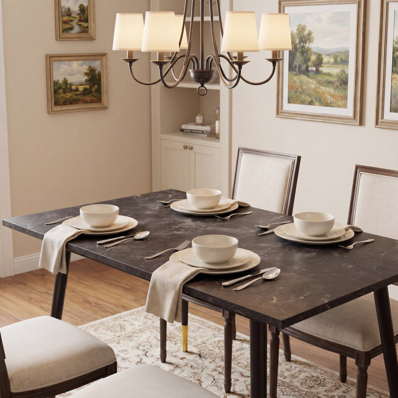 Winser Metal Base Dining Table, Black
