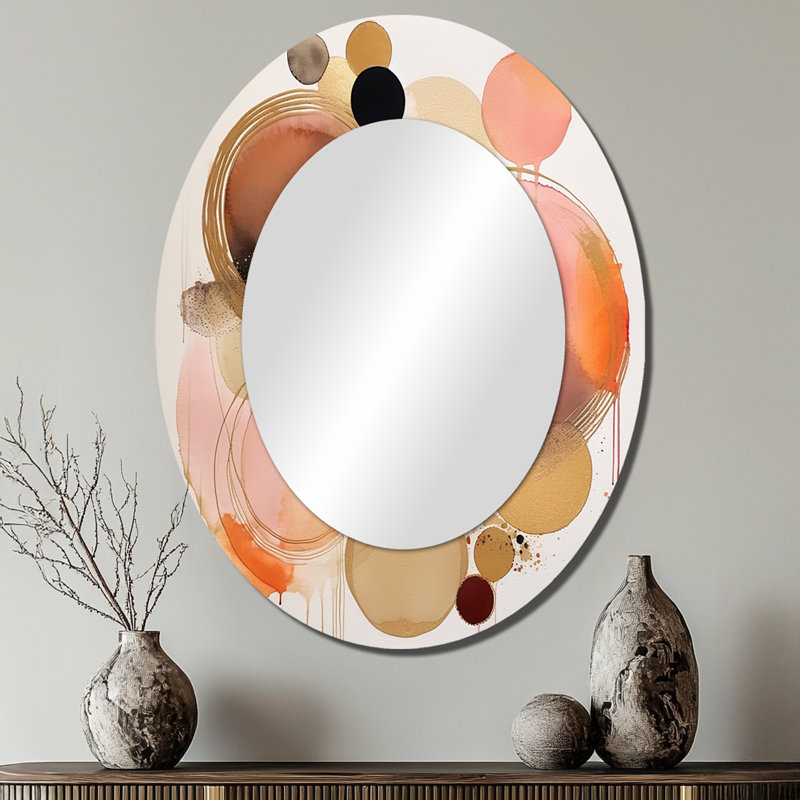 Miroir mural ovale moderne rose boho chic, 40 po x 30 po