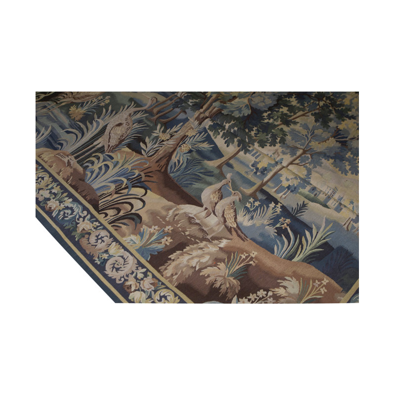 Aubusson Handwoven High-Quality Blue/Green/Beige/Brown Area Rug