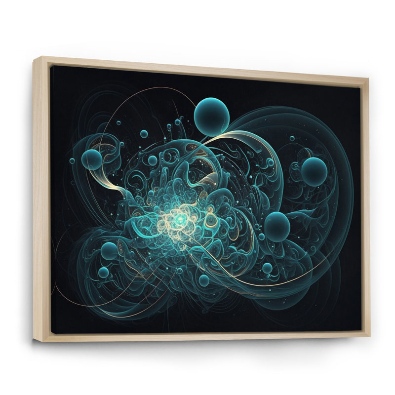 «Turquoise Galactic Superstring Space Harmony», reproduction sur toile, Cadre naturel flottant, 12" H x 20" W