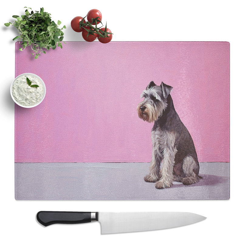 Schnauzer Minimalism  Glass Chopping Board