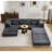 Compression Mahjong Sofa, Convertible Floor Sofa Bed, DIY Boneless Modular Sectional, No Assembly, Circle Fleece Fabric, Oversized 3 Seater With 3 Pillows-780594331