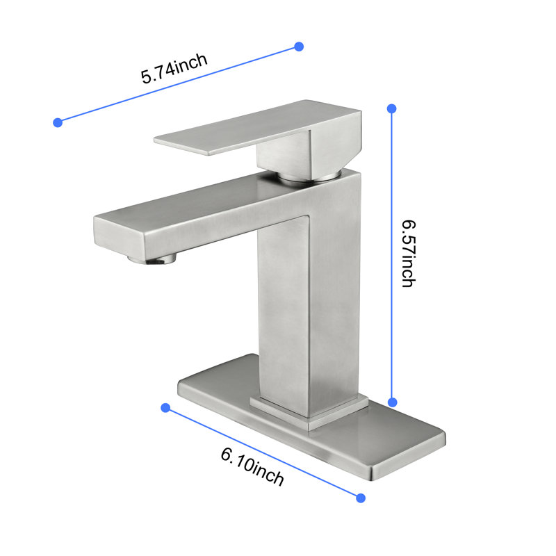 Single Handle Bathroom Faucet With Pop - Up Drain And Overflow, Made Of Stainless Steel, Brushed Nickel Surface, Smooth Splash Water Flow, Rust , Simple Setup Steel Design, Finish, Bubble Filled