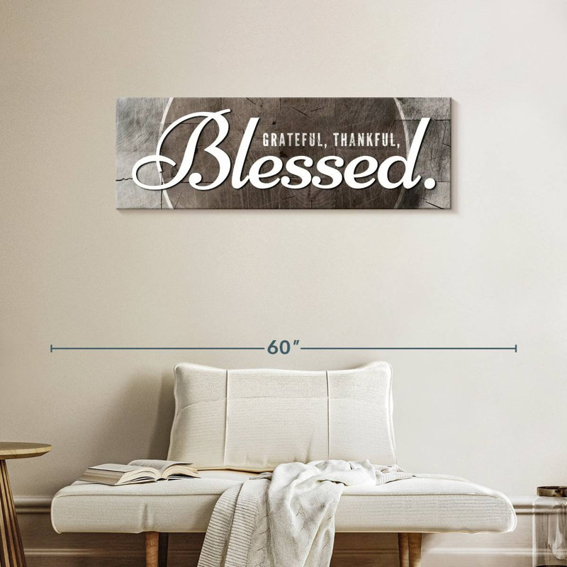 «Blessed Grateful», reproduction sur toile, H 14 po x l 42 po x P 1,25 po