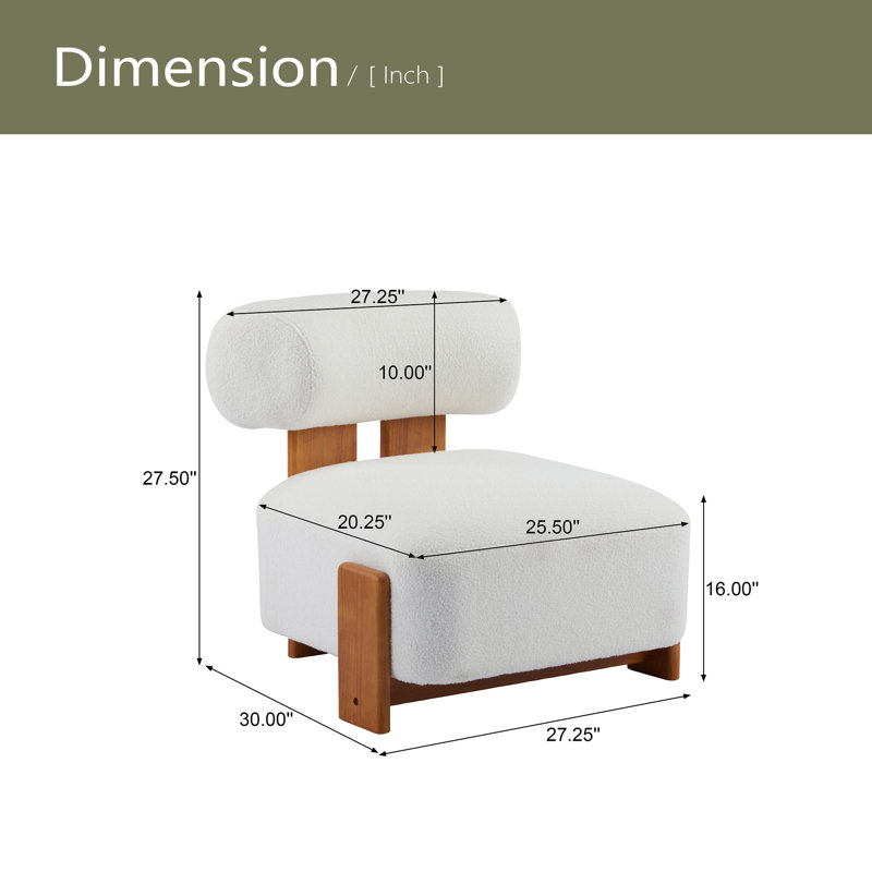 Méridienne moderne de 27,25 po avec structure en bois massif et dossier roulé, revêtement Boucle doux et durable, idéale pour le salon, la chambre à coucher ou le bureau