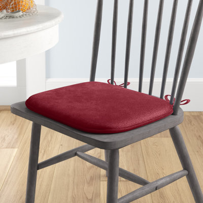 Memory Foam Chair Cushion - Indoor/Outdoor Square Plush Chair Pad with Ties and PVC Dot Backing
