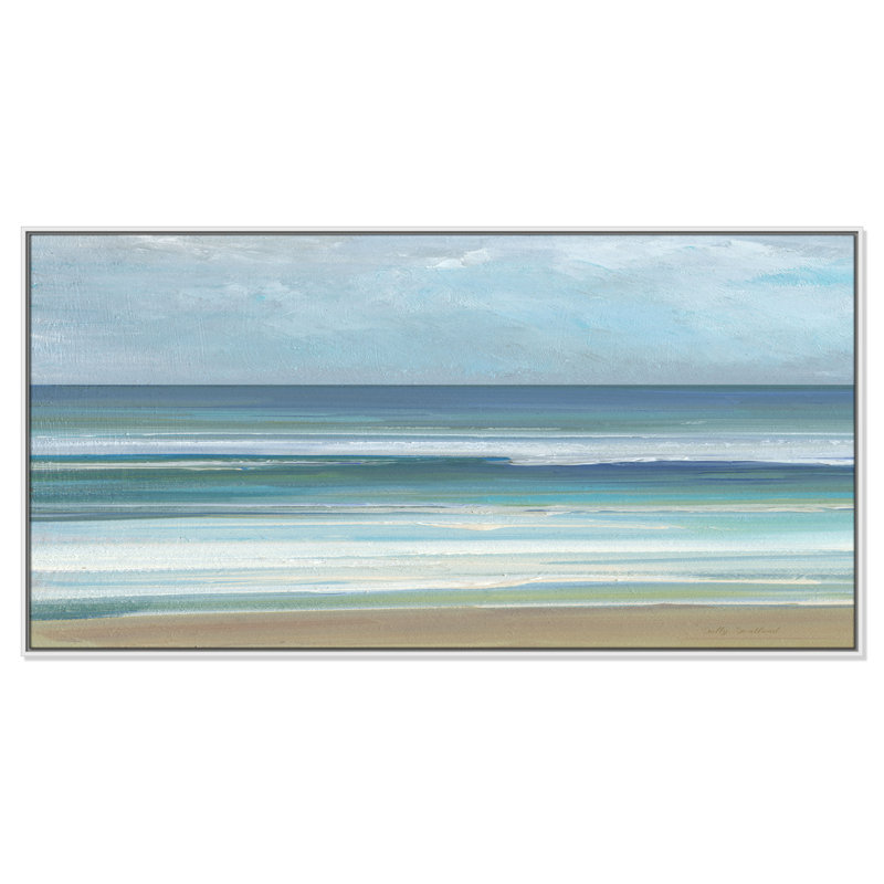 «Gentle Waves I» par Sally Swatland, H 31,5 po x l 61,5 po, Blanc