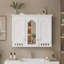 Armoire de toilette murale tout-en-un avec miroir, étagères réglables et charnières à fermeture douce-1087742237