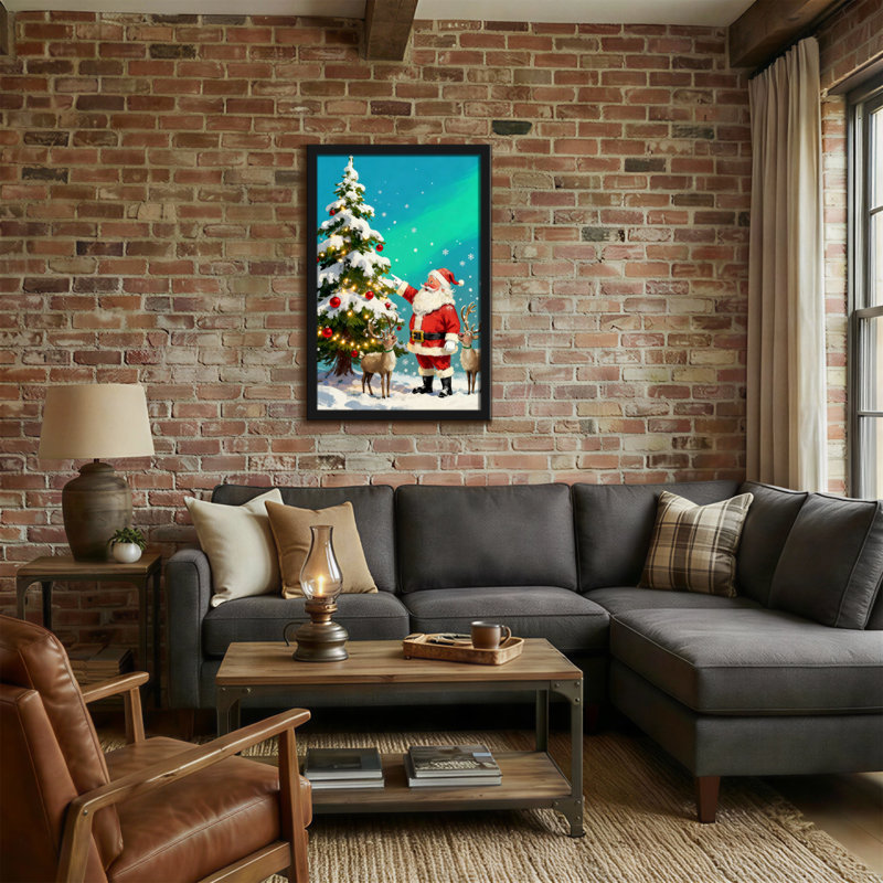 Arbre de Noël de Noël père Noël avec renne, H 18 po x l 12 po