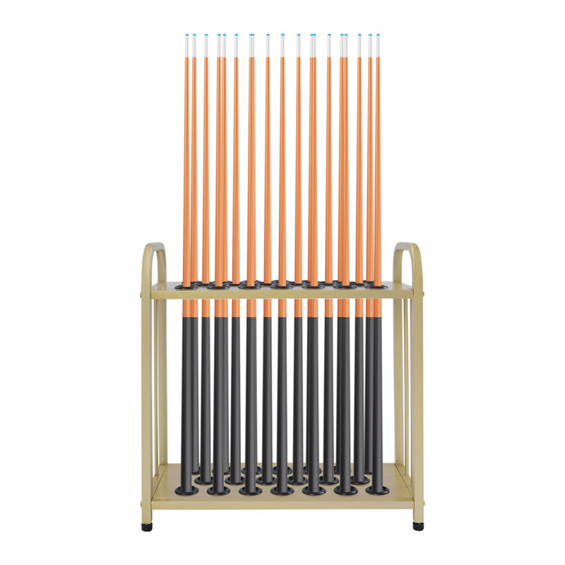 20-Hole Metal Pool Cue Rack, Gold