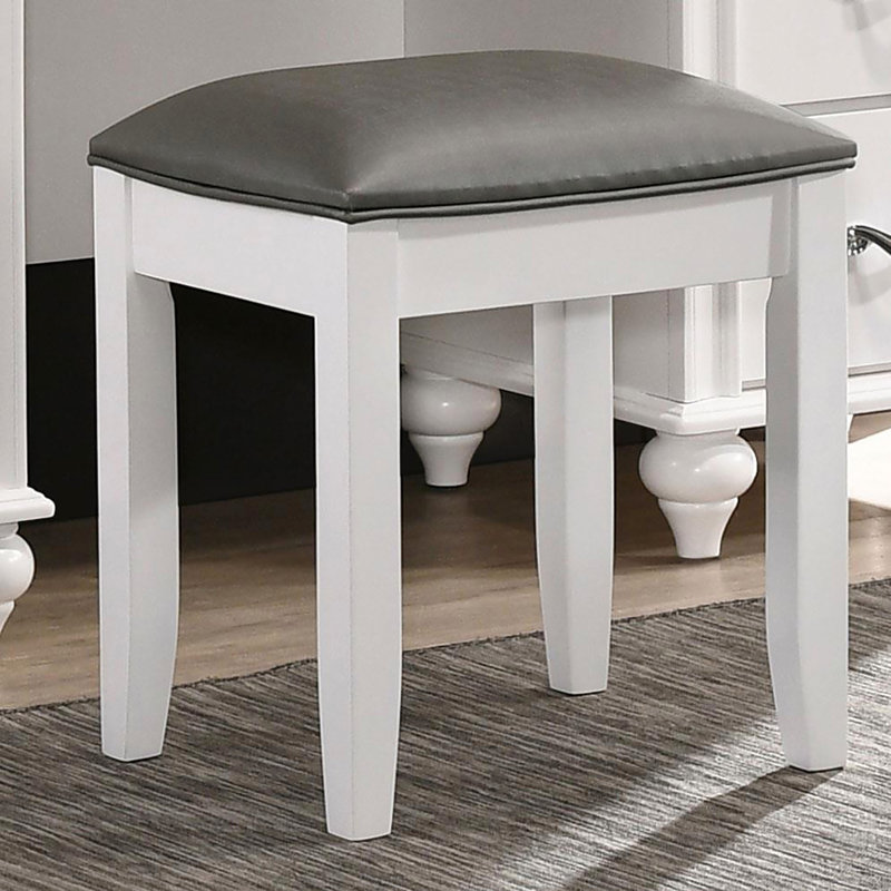 Tabouret de coiffeuse blanc avec siège rembourré