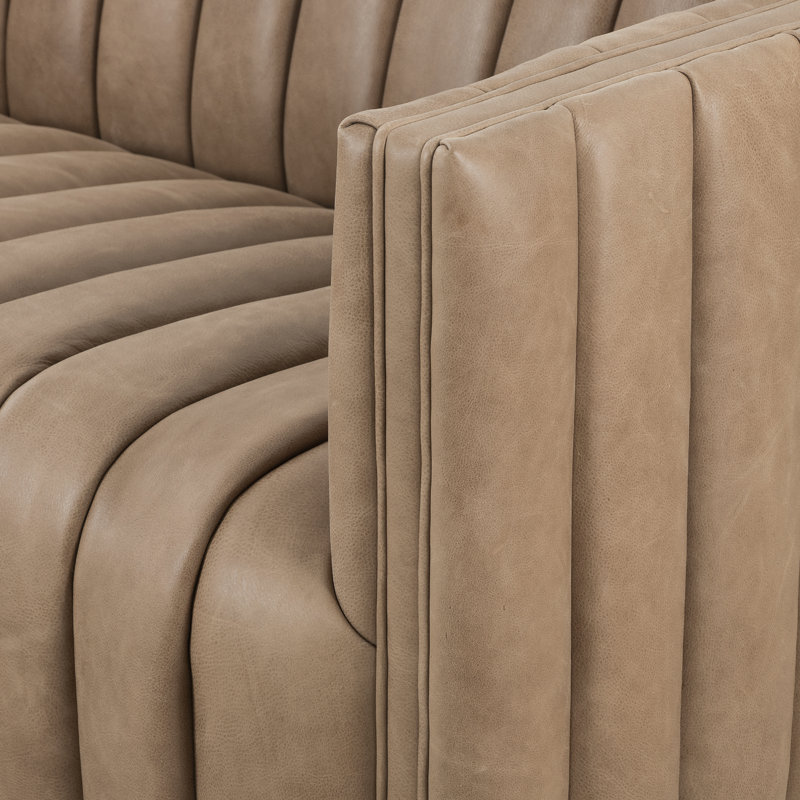 Augustine Chaise Sectional, Palermo Drift Genuine Leather, Left Hand Facing, 26.5" H x 126" W x 64" D
