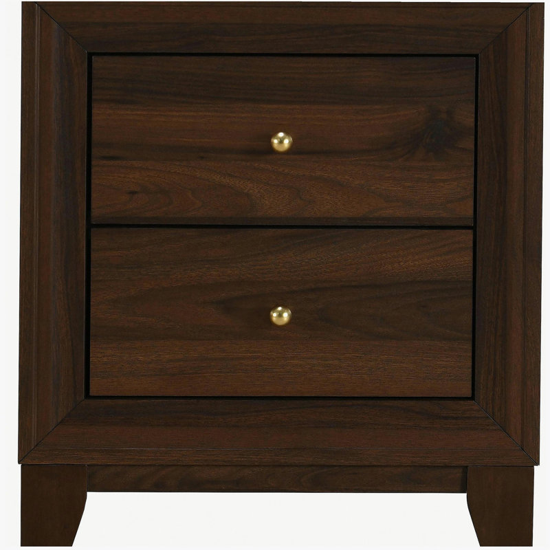 Anza Walnut 2-drawer Nightstand Bedside Table
