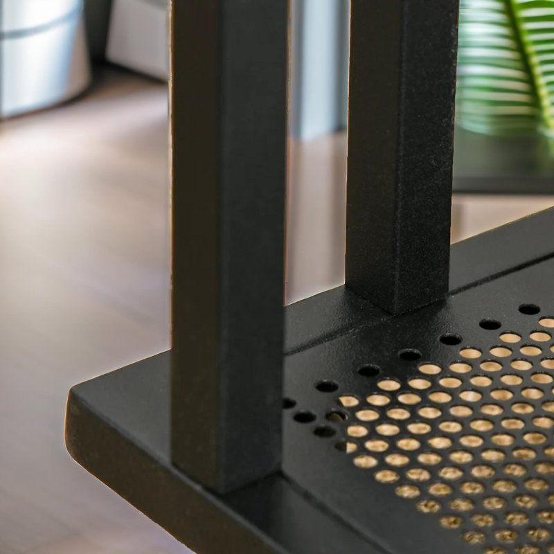 Mancha C Shaped Side Table With Mesh Shelf Living Room Furniture End Side Table