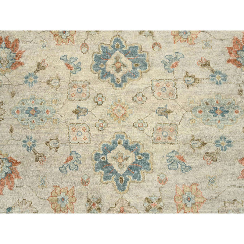 13 po x 13 po x 18 po crème légère, laine douce nouée à la main, Oushak avec motif floral collection moelleuse, épaisse et moelleuse 864FEEC9B23F4C8EA7ACB2B659C3B9F2