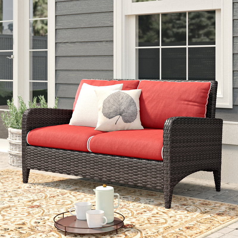 Mosca 51'' Wide Metal Loveseat with Cushions, Sangria