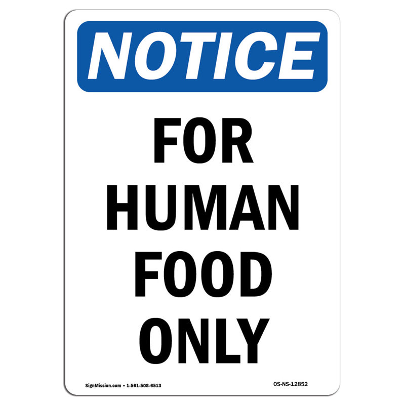 Enseigne pour l'alimentation humaine seulement