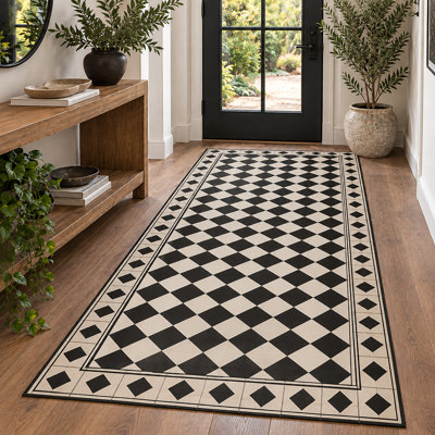 Chess Black Easy to Clean Vinyl Mat