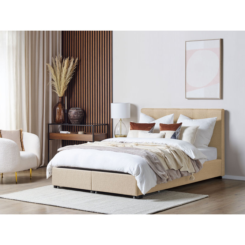Lundys Upholstered Storage Bed, Beige, Double (4'6)