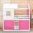 Wooden House Bunk Bed With Roll‑Up Tent, Guardrails And Ladder-2139205925-2139205924