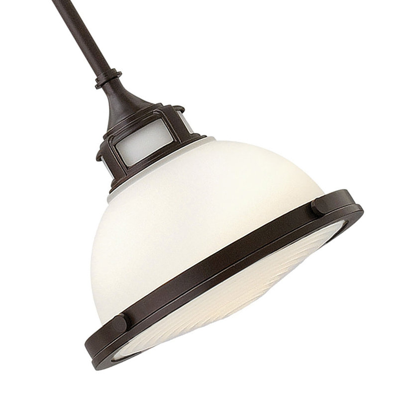 Mini Amelia Etched Opal LED Pendant in Polished Antique Nickel