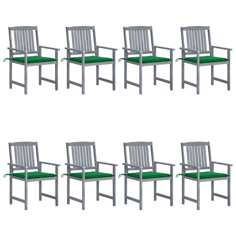 Patio Chair with Cushions, Gray, Green