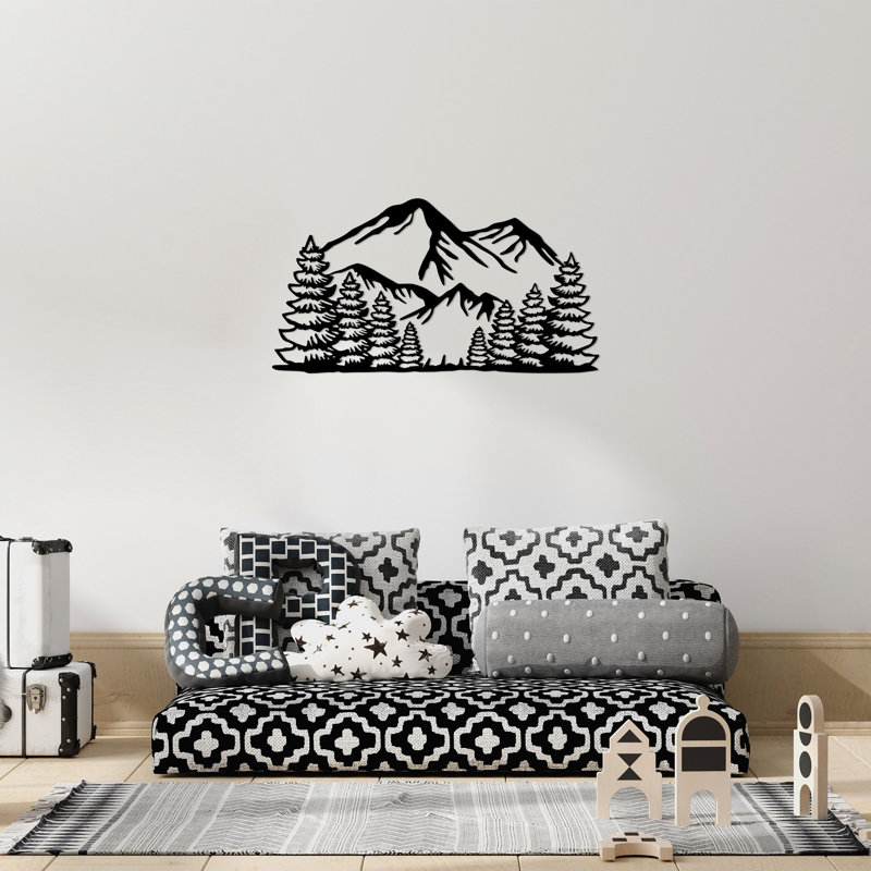 Élégant accessoire mural décoratif en métal, noir, 14,6 po x 27,6 po | Fabrication 100% métal, épaisseur: 0,06 po | Décoration élégante, parfaite pour les salons, les chambres à coucher et les bureaux, facile à suspendre