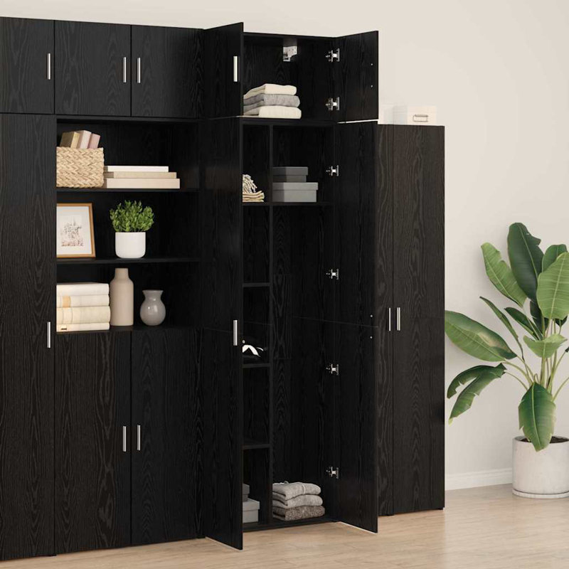 Storage Cabinet 70X42.5X225 Cm Engineered Wood, Black Oak
