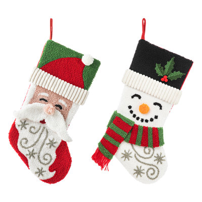 2 Pieces of Christmas Snowman &Santa Stocking