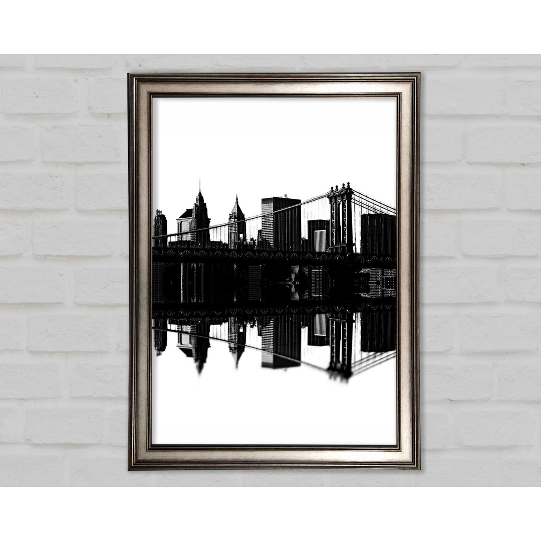 Brooklyn Bridge Reflections B N W - Einzelne Bilderrahmen Kunstdrucke