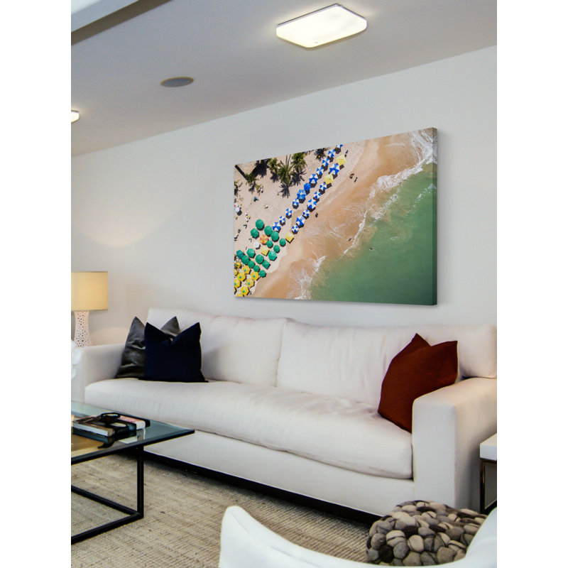 'Beach Umbrellas' Print by Marmont Hill, 20" H x 30" W, Canvas