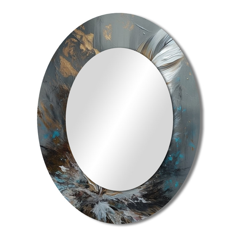 Plume dorée Wanderlust III - miroir mural ovale doré, 43 po x 33 po